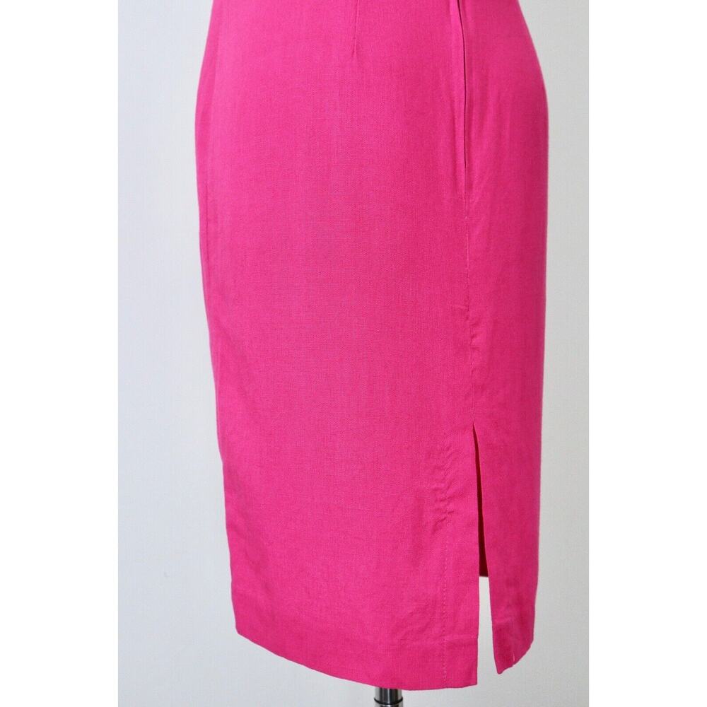 Vintage 1990s Size XXS Linen Blend Low Back Sheath Dress Fuchsia Pink Sleeveless - Picture 8 of 8